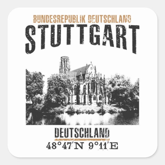 Stuttgart Vierkante Sticker (Voorkant)