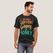 Stuur advocaten Pistolen en geld retro stijl T-shirt (Voorkant volledig)