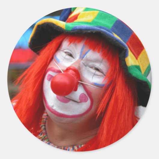 Stuur de clowns binnen ronde sticker (Voorkant)