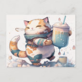 Stuur een Briefkaart met Boba Tea Cat naar iederee (Voorkant)
