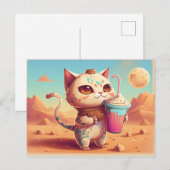Stuur een Briefkaart met Boba Tea Cat naar iederee (Voorkant / Achterkant)