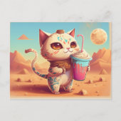 Stuur een Briefkaart met Boba Tea Cat naar iederee (Voorkant)