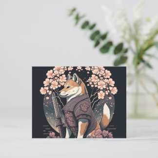 Stuur een glimlach met Shiba Dog Samurai Briefkaar Briefkaart