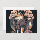 Stuur een glimlach met Shiba Dog Samurai Briefkaar Briefkaart (Voorkant / Achterkant)