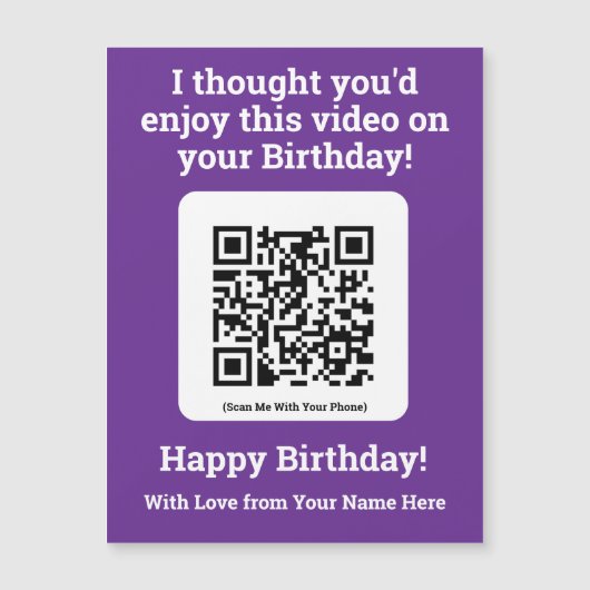 Stuur een video met QR-code op een magnetische kaa (Voorkant)