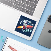 Stuur Elon naar Mars Sticker (Laptop met iPhone)
