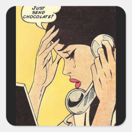 Stuur gewoon Chocolate  comic art Vierkante Sticker
