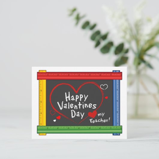 Stuur het bericht Happy Valentine's Day Teacher Briefkaart (Staand voorkant)
