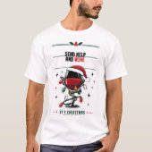 Stuur Hulp en Wijn Grappige Kerst Lijn Kunst T-Shi T-shirt (Voorkant)