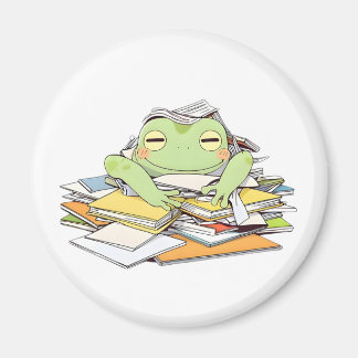 Stuur hulp kikker bedolven onder papierwerk Kawaii Magneet