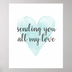 Stuur je al mijn liefde waterverf hartposter poster