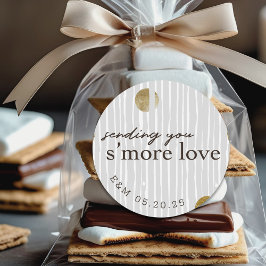 Stuur je Meer Liefde Trouw Smores Favor Ronde Sticker