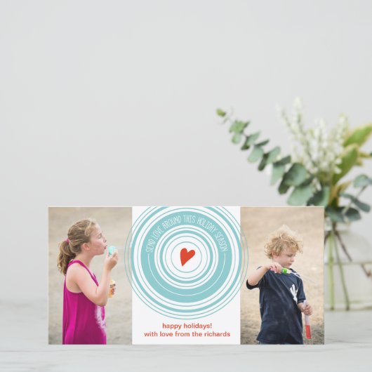 Stuur Liefde Rond x2 Feestdagenkaart (Staand voorkant)