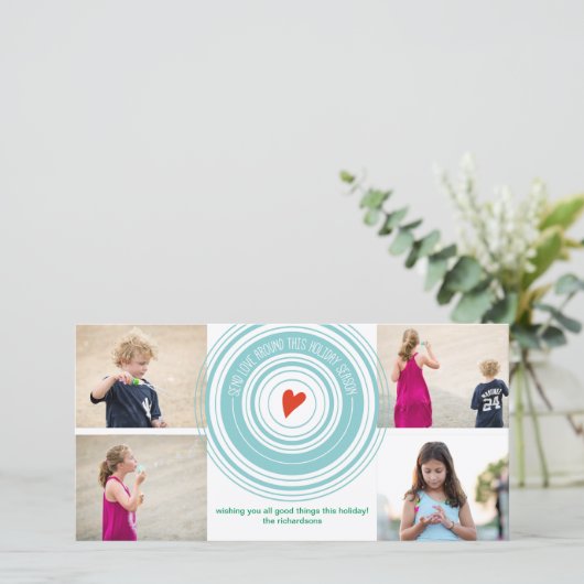 Stuur liefde rond x4 feestdagenkaart (Staand voorkant)