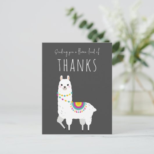 Stuur Llama-lading van Bedankt Schattige Llama Dan Briefkaart (Staand voorkant)