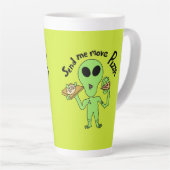 Stuur me meer pizza-ufo latte mok (Rechterhoek)