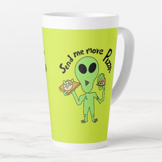 Stuur me meer pizza-ufo latte mok (Rechterhoek)