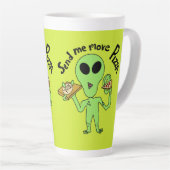 Stuur me meer pizza-ufo latte mok (Rechterhoek)