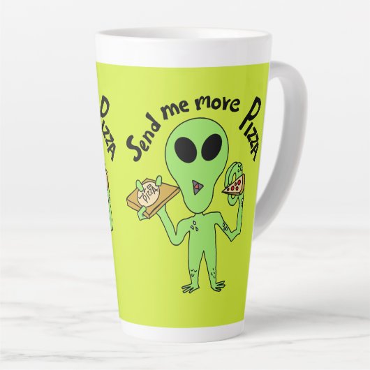 Stuur me meer pizza-ufo latte mok (Rechterhoek)
