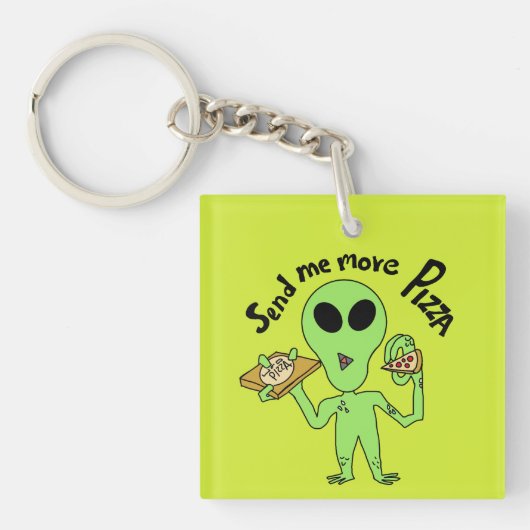Stuur me meer pizza-ufo sleutelhanger (voorkant)