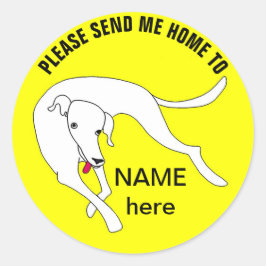 Stuur me naar huis schattige hond ronde sticker