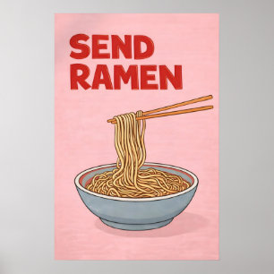 Stuur Ramen Poster, Grappige Noedel Keuken Kunst, Poster