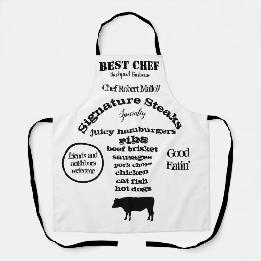 Stuur Silhouet Zwart Beste Chef Barbecue Schort (Voorkant)