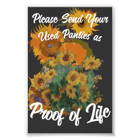 Stuur uw gebruikte slipjes als bewijs van leven foto afdruk (Voorkant)