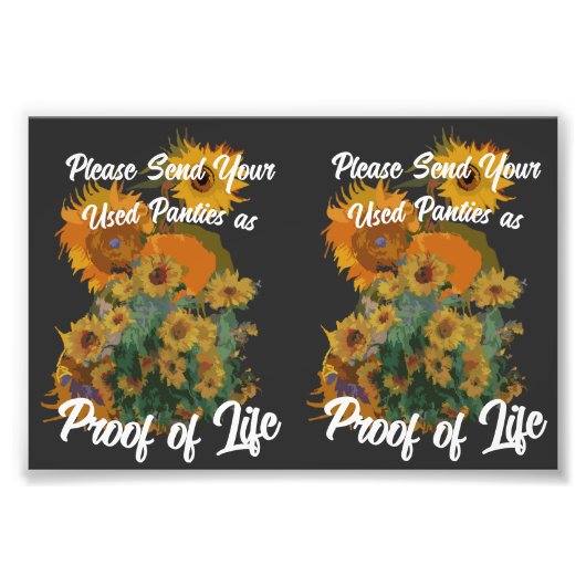 Stuur uw gebruikte slipjes als bewijs van leven foto afdruk (Voorkant)