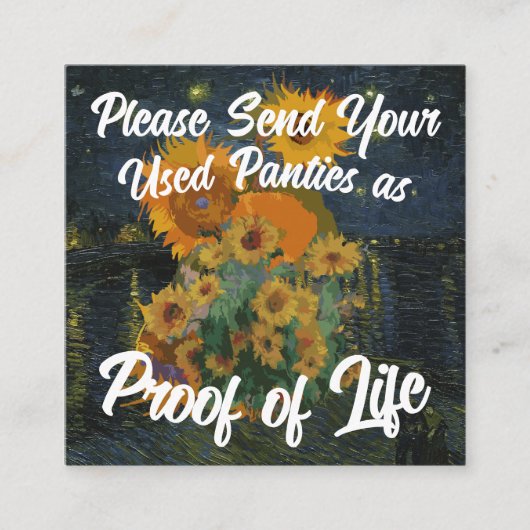 Stuur uw gebruikte slipjes als bewijs van leven informatiekaartje (Voorkant)