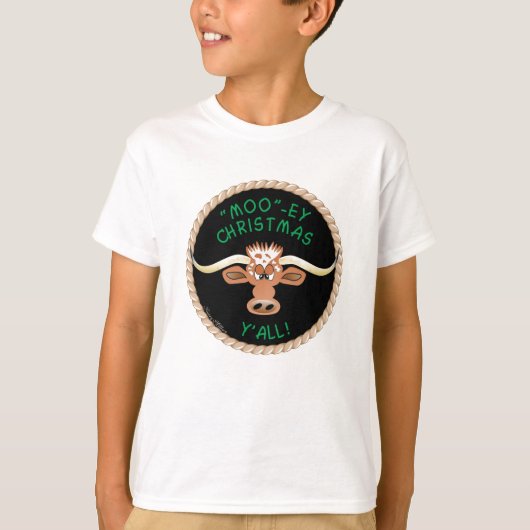 STUUR WENST U EEN "MOO" ~ EY KERSTMIS Y'ALL! T-SHIRT (Voorkant)