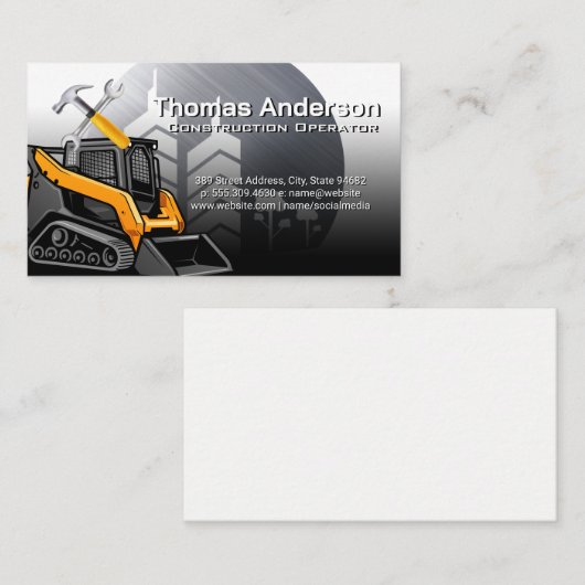 Stuurautomaat | Bouwvoertuig | Hamer Sleutel Visitekaartje (Voorkant / Achterkant)