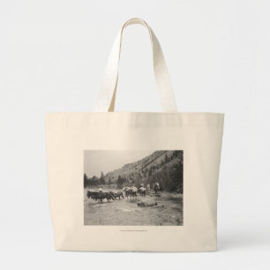 Stuurgroepmodules over een rivier grote tote bag