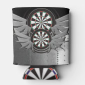 Stuurhutpersoneel darts gericht op vloeibare knuff blikjeskoeler (Achterkant)