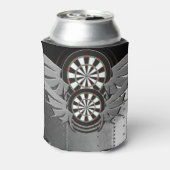 Stuurhutpersoneel darts gericht op vloeibare knuff blikjeskoeler (Blikje Achterkant)