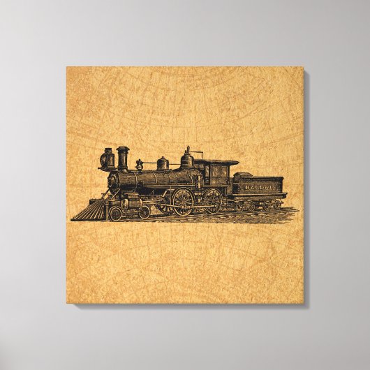  stuurmotor locomotieven en kaartstijl canvas afdruk (Voorkant)