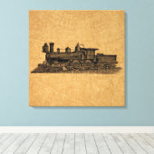  stuurmotor locomotieven en kaartstijl canvas afdruk (Insitu (Houten vloer))