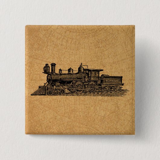  stuurmotor locomotieven en kaartstijl vierkante button 5,1 cm (Voorkant)