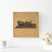 stuurmotor locomotieven en kaartstijl vierkante klok (Huis)