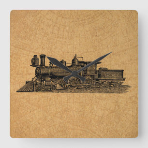  stuurmotor locomotieven en kaartstijl vierkante klok