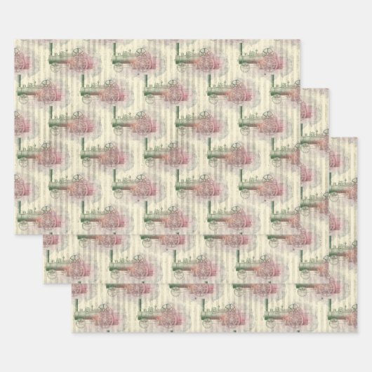 Stuurmotortrein en -treinen inpakpapier vel (Set)