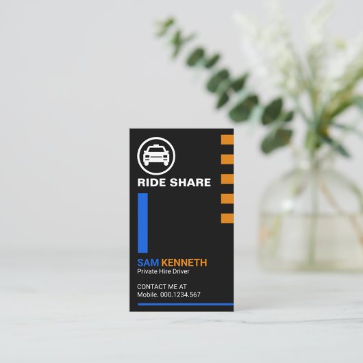 Stuurprogramma Blauwe strepes Yellow Tabs Ride Sha Visitekaartje (Staand voorkant)