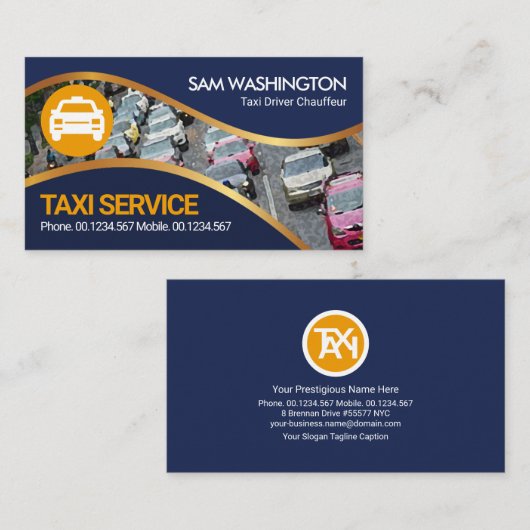 Stuurprogramma Blue Gold Waves City Traffic Taxi C Visitekaartje (Voorkant / Achterkant)