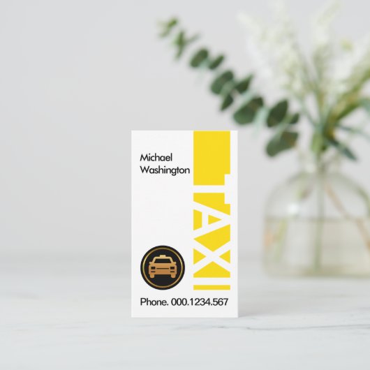Stuurprogramma Creative Vertical Yellow TAXI Signa Visitekaartje (Staand voorkant)