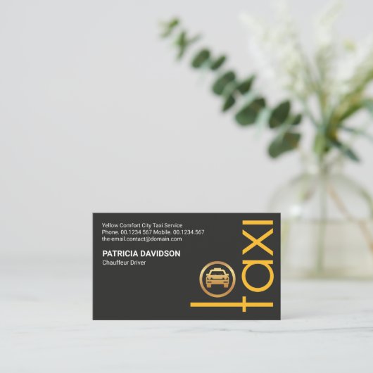 Stuurprogramma Creative Yellow TAXI Signage Ride S Visitekaartje (Staand voorkant)