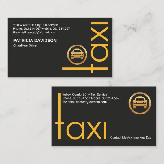 Stuurprogramma Creative Yellow TAXI Signage Ride S Visitekaartje (Voorkant / Achterkant)
