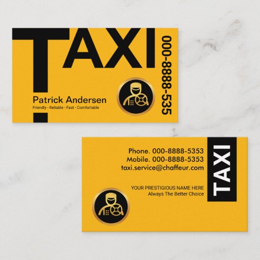 Stuurprogramma Creative Yellow TAXI Signage Visitekaartje (Voorkant / Achterkant)