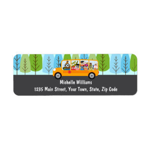 Stuurprogramma Cute Owl School Bus Etiket