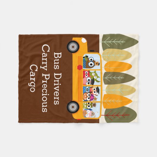 Stuurprogramma Cute Owl School Bus Fleece Deken (Voorkant (Horizontaal))