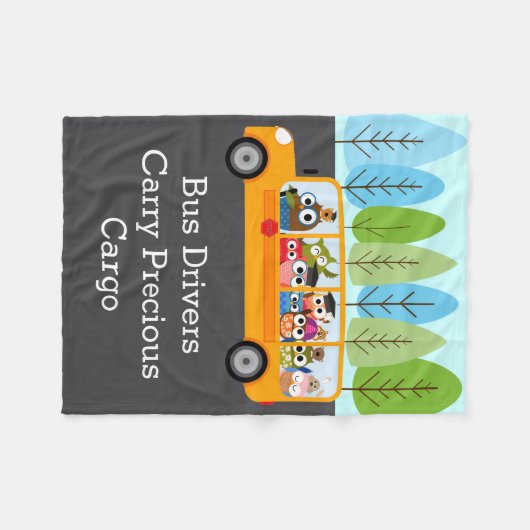 Stuurprogramma Cute Owl School Bus Fleece Deken (Voorkant (Horizontaal))